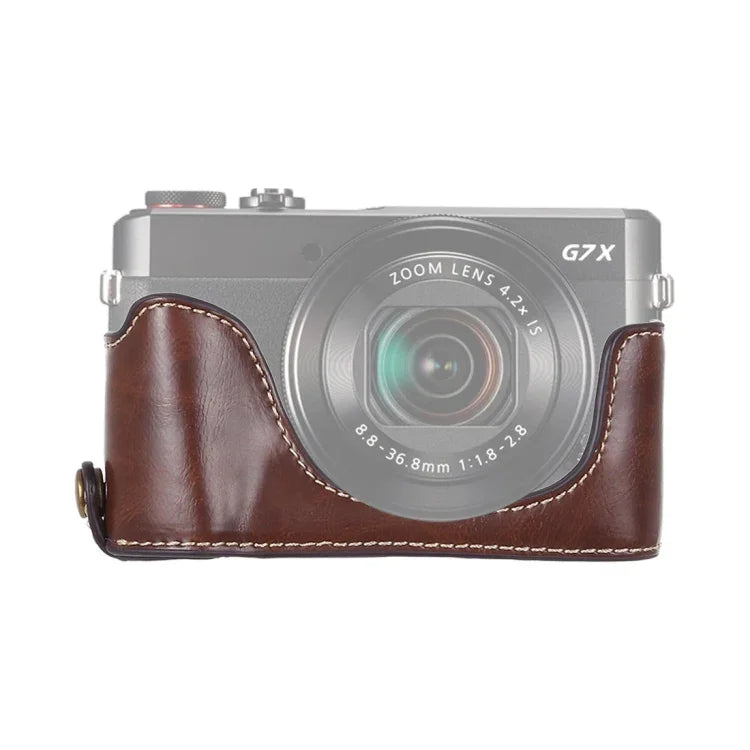 Canon G7 X Mark II用1/4インチネジ PUレザー カメラハーフケースベース、Canon G7X2用