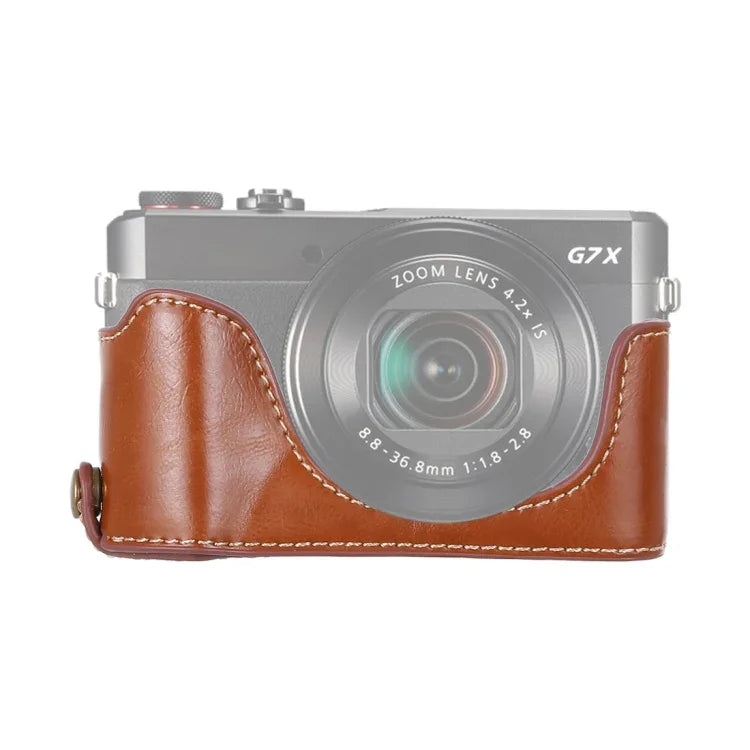 Canon G7 X Mark II用1/4インチネジ PUレザー カメラハーフケースベース、Canon G7X2用