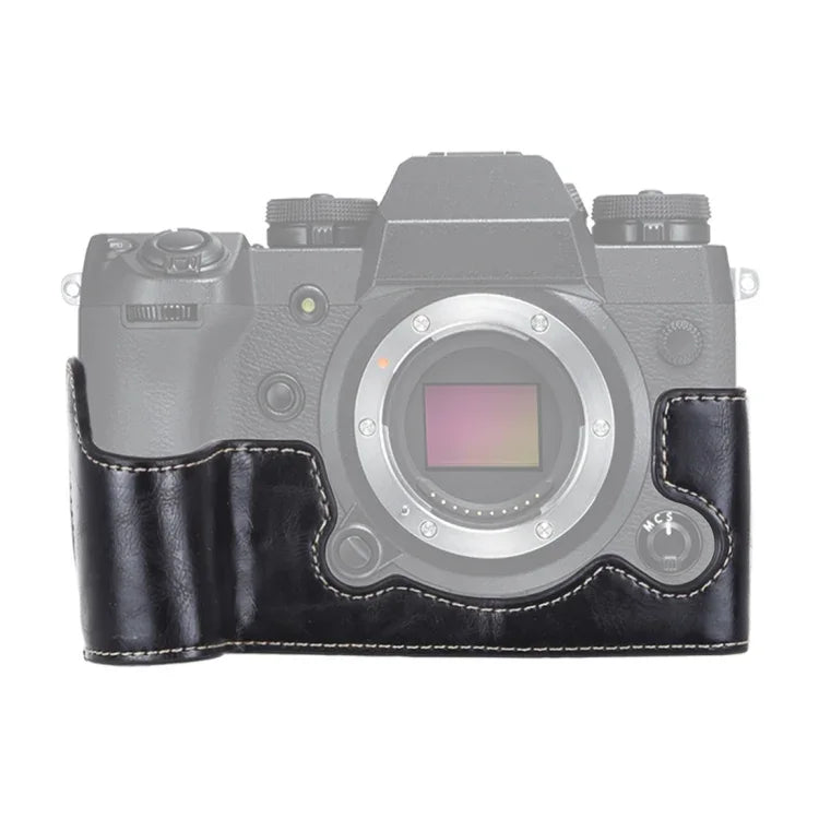 FUJIFILM X-H1用1/4インチネジ PUレザー カメラハーフケースベース、FUJIFILM X-H1用、FUJIFILM XH1用