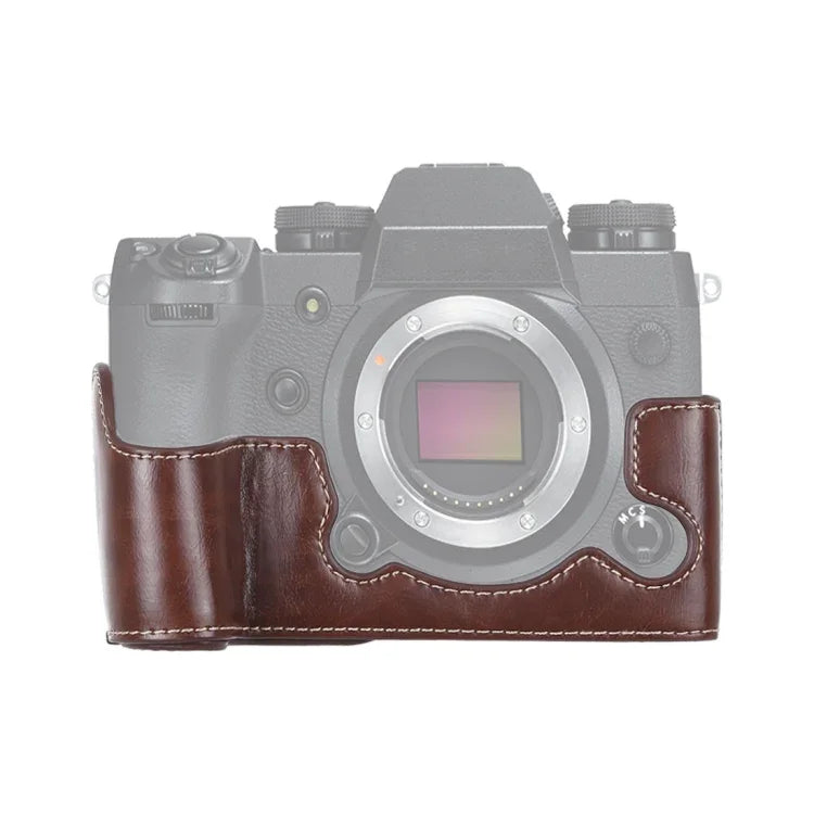 FUJIFILM X-H1用1/4インチネジ PUレザー カメラハーフケースベース、FUJIFILM X-H1用、FUJIFILM XH1用