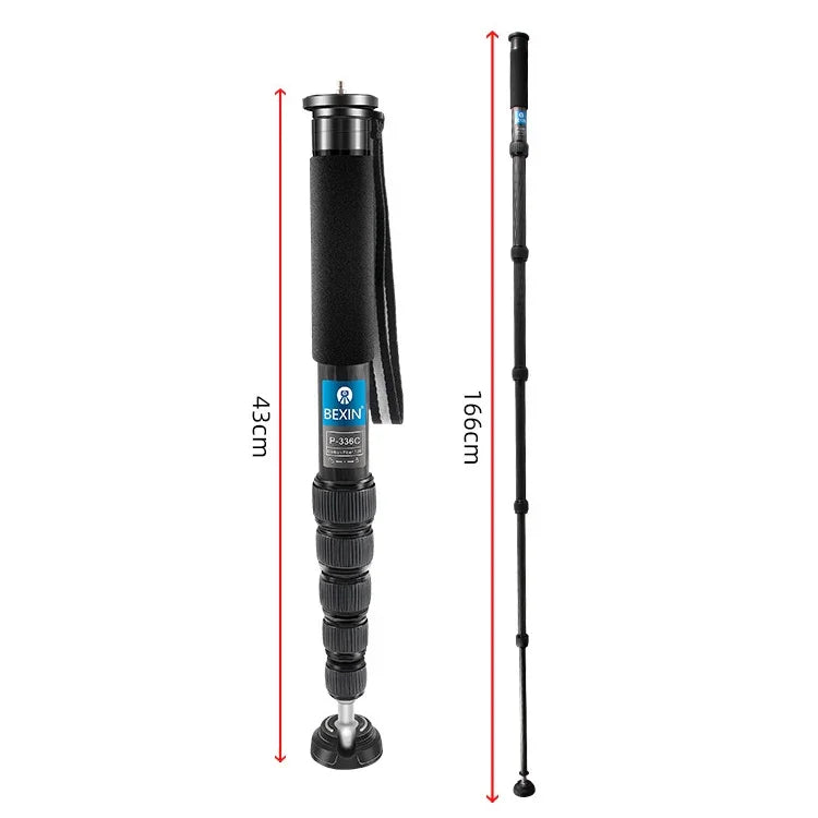 BEXIN P336C カーボンファイバーモノポッド トラベルライブ自撮りブラケットホルダー、P336C