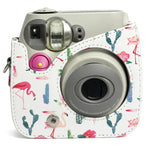 フラミンゴサボテン柄 PUレザー 保護カメラケースバッグ FUJIFILM Instax Mini 7S / 7C用, フラミンゴサボテン