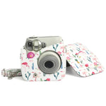 フラミンゴサボテン柄 PUレザー 保護カメラケースバッグ FUJIFILM Instax Mini 7S / 7C用, フラミンゴサボテン