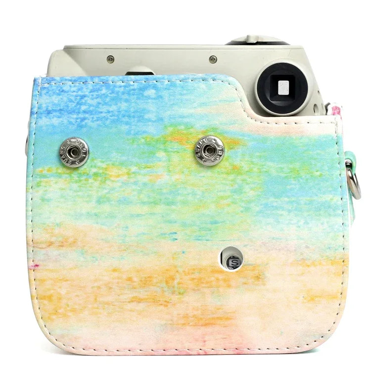 FUJIFILM Instax Mini 7S / 7Cカメラ用虹色油絵柄PUレザー保護カメラケースバッグ、虹色油絵