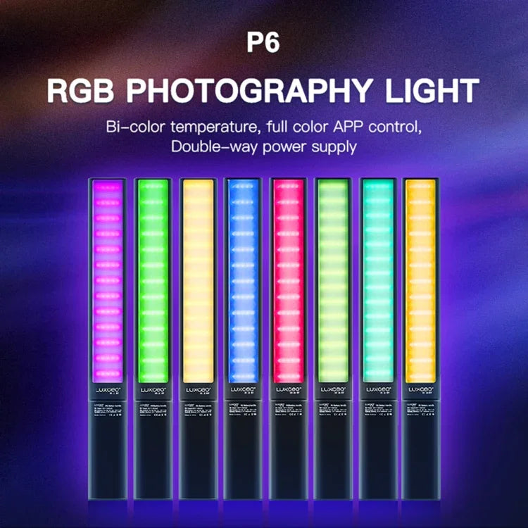 LUXCeO P6 RGB カラフルフォトLEDスティックビデオライト ハンドヘルドAPPコントロール フルカラーフィルライト, P6