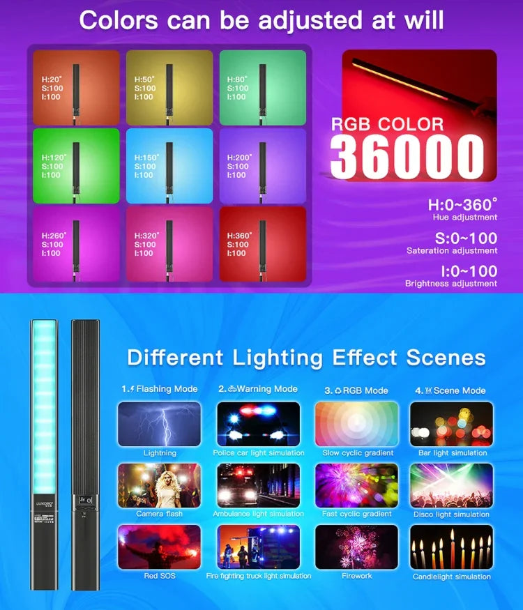 LUXCeO P6 RGB カラフルフォトLEDスティックビデオライト ハンドヘルドAPPコントロール フルカラーフィルライト, P6