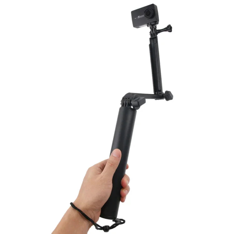 3ウェイ モノポッド + マジックマウント セルフィースティック for GoPro、Insta360、DJI 他アクションカメラ、長さ：24.5-63cm、長さ：24.5-63cm（ブラック）