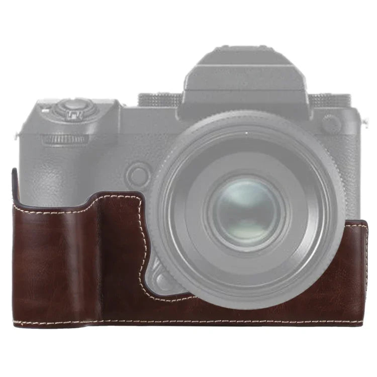 1/4インチスレッド PUレザーカメラハーフケースベース FUJIFILM GFX 50S用、FUJIFILM GFX 50S用