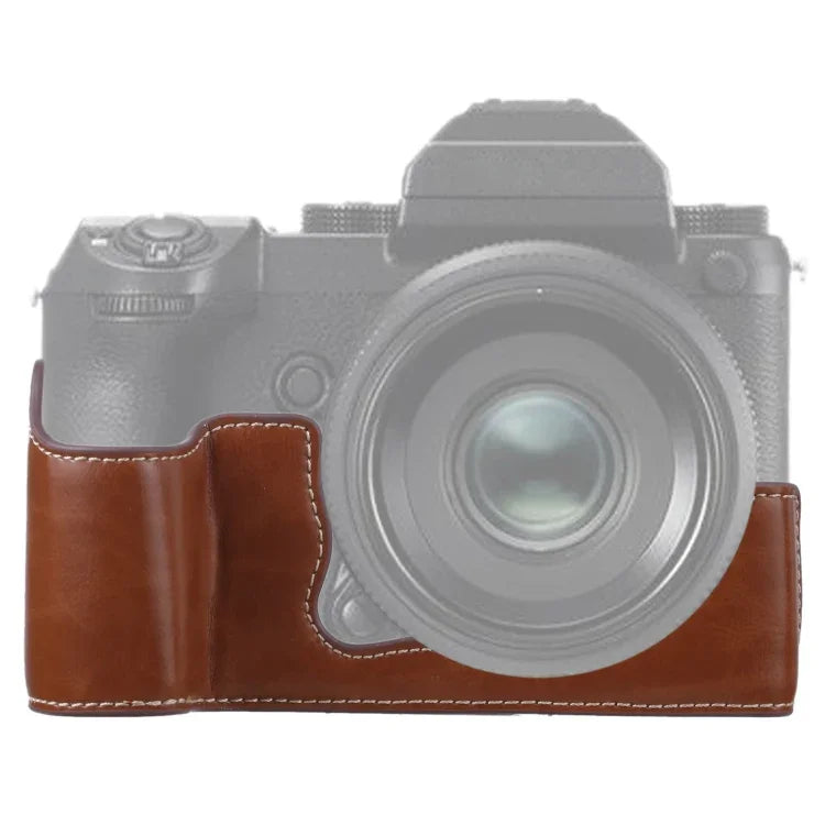 1/4インチスレッド PUレザーカメラハーフケースベース FUJIFILM GFX 50S用、FUJIFILM GFX 50S用