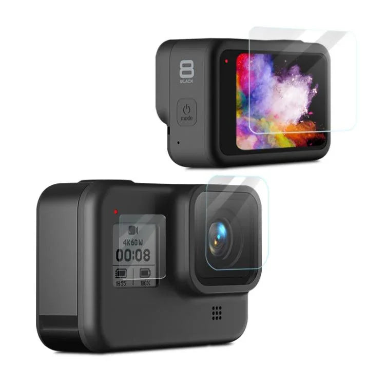 GoPro HERO8 Blackカメラレンズ用 HD保護フィルム＋LCDディスプレイ用HDスクリーンプロテクター