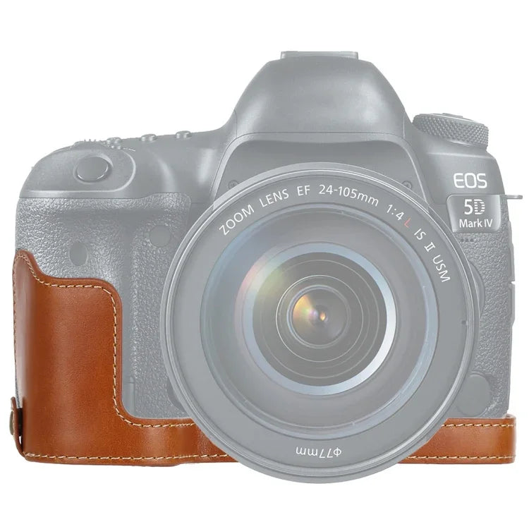 Canon EOS 5D Mark IV / 5D Mark III用1/4インチネジ PUレザーカメラハーフケースベース、Canon 5D4用