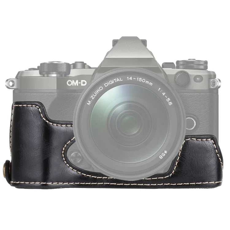 Olympus EM5 / EM5 Mark II用1/4インチネジ PUレザーカメラハーフケースベース、Olympus EM5用