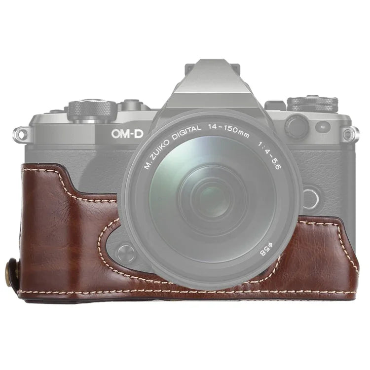 Olympus EM5 / EM5 Mark II用1/4インチネジ PUレザーカメラハーフケースベース、Olympus EM5用