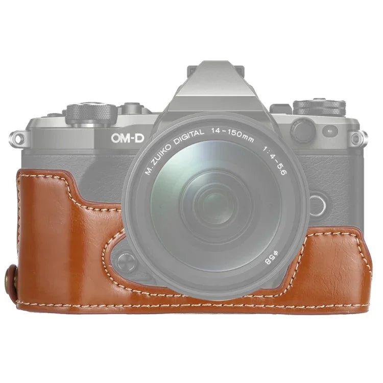 Olympus EM5 / EM5 Mark II用1/4インチネジ PUレザーカメラハーフケースベース、Olympus EM5用