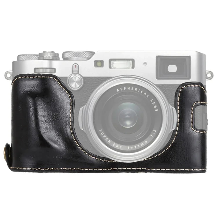 FUJIFILM X100F用1/4インチネジ PUレザーカメラハーフケースベース、FUJIFILM X100F用