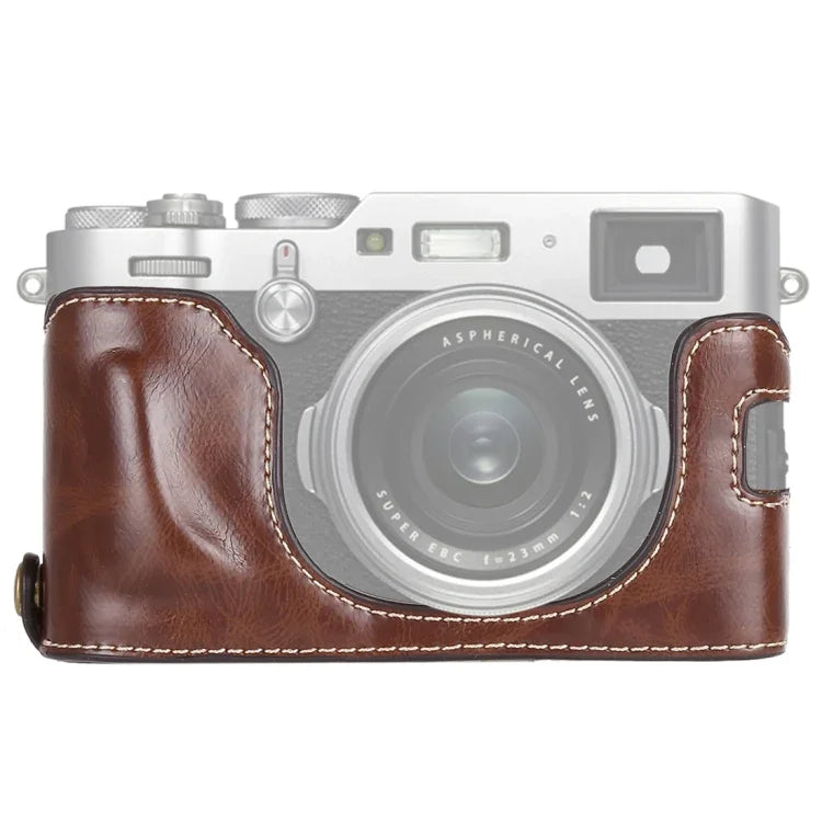 FUJIFILM X100F用1/4インチネジ PUレザーカメラハーフケースベース、FUJIFILM X100F用
