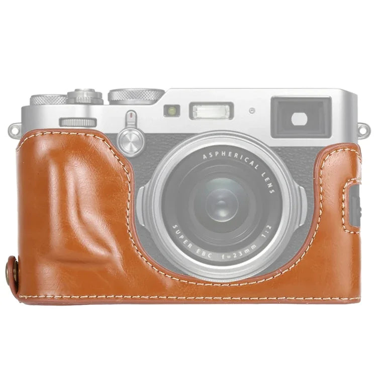 FUJIFILM X100F用1/4インチネジ PUレザーカメラハーフケースベース、FUJIFILM X100F用