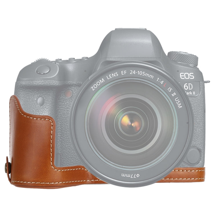 1/4インチネジ PUレザー カメラハーフケースベース Canon EOS 6D / 6D Mark II用、Canon 6D2用