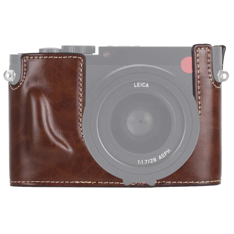 1/4インチネジ PUレザー カメラハーフケースベース Leica Q（Typ 116）用、Leica Q用