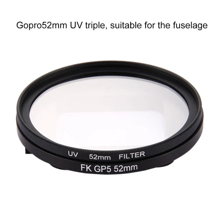 52mm 3-in-1 丸型UVレンズフィルター キャップ付き GoPro HERO7 Black/6/5用、52mm UVレンズ