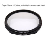 GoPro HERO7 Black/6/5用 58mm 3-in-1 ラウンドサークル UVレンズフィルター キャップ付き、58mm UVレンズ