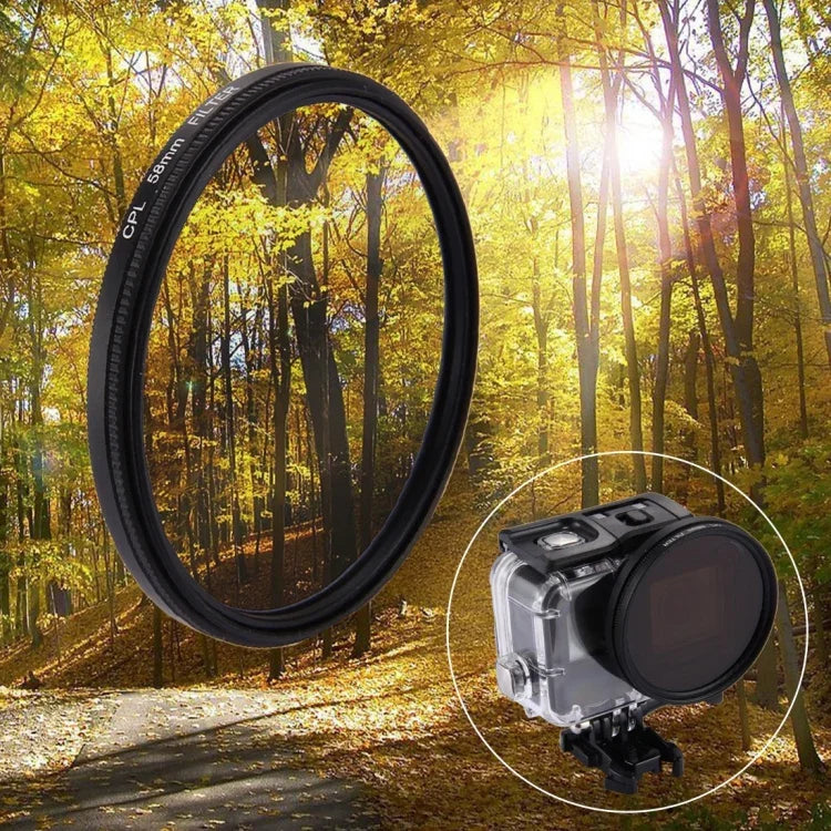 58mm 3-in-1 丸型CPLレンズフィルター キャップ付き GoPro HERO7 Black/6/5用、58mm CPLレンズ