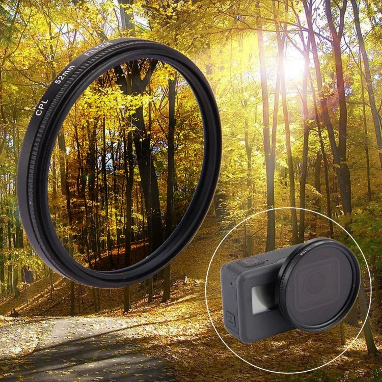 52mm 3-in-1 ラウンドサークル CPLレンズフィルター キャップ付き GoPro HERO7 Black/6 /5用、52mm CPLレンズ