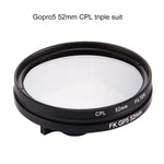 52mm 3-in-1 ラウンドサークル CPLレンズフィルター キャップ付き GoPro HERO7 Black/6 /5用、52mm CPLレンズ