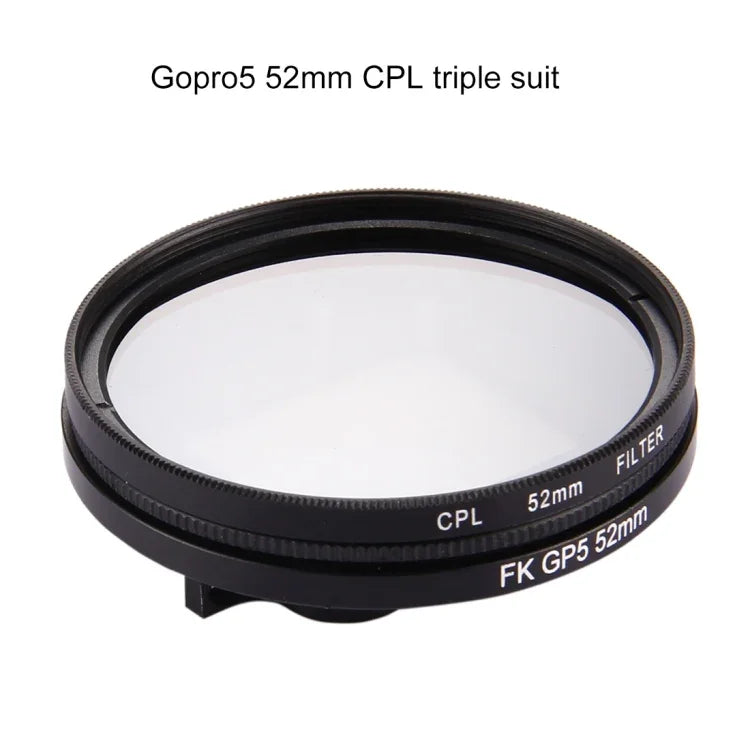 52mm 3-in-1 ラウンドサークル CPLレンズフィルター キャップ付き GoPro HERO7 Black/6 /5用、52mm CPLレンズ