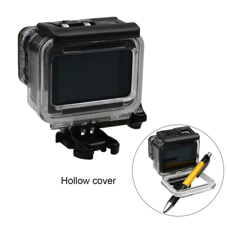 GoPro HERO6 / 5 防水ハウジング保護ケース + バックカバー（空洞）バックル付き ベーシックマウント＆ネジ、防水ハウジング