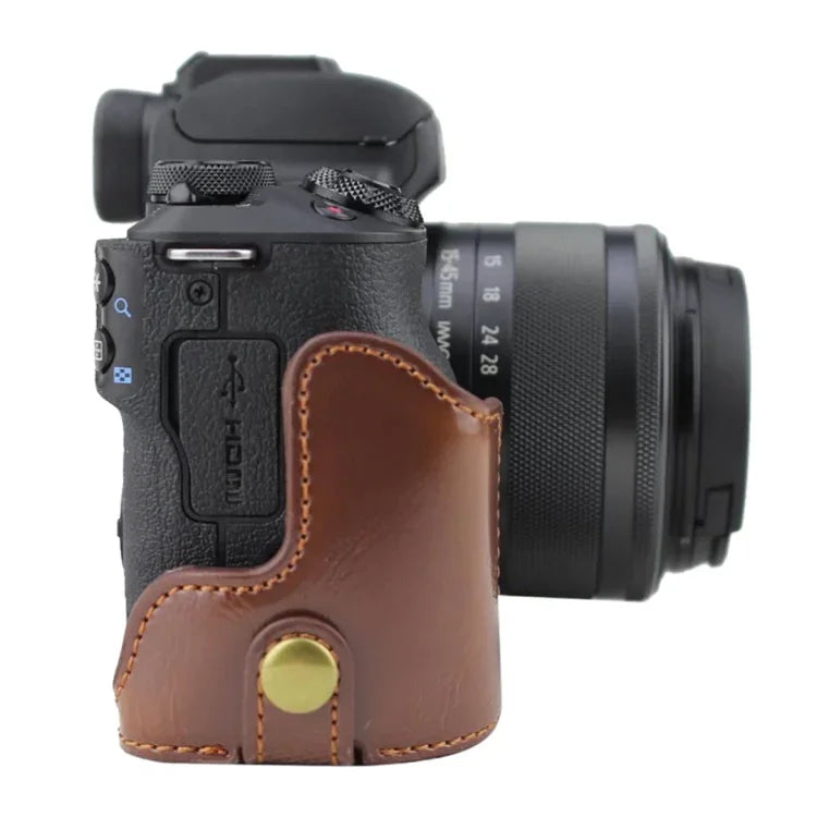 1/4インチネジ PUレザー カメラハーフケースベース Canon EOS M50 / M50 Mark II用、Canon EOS M50用