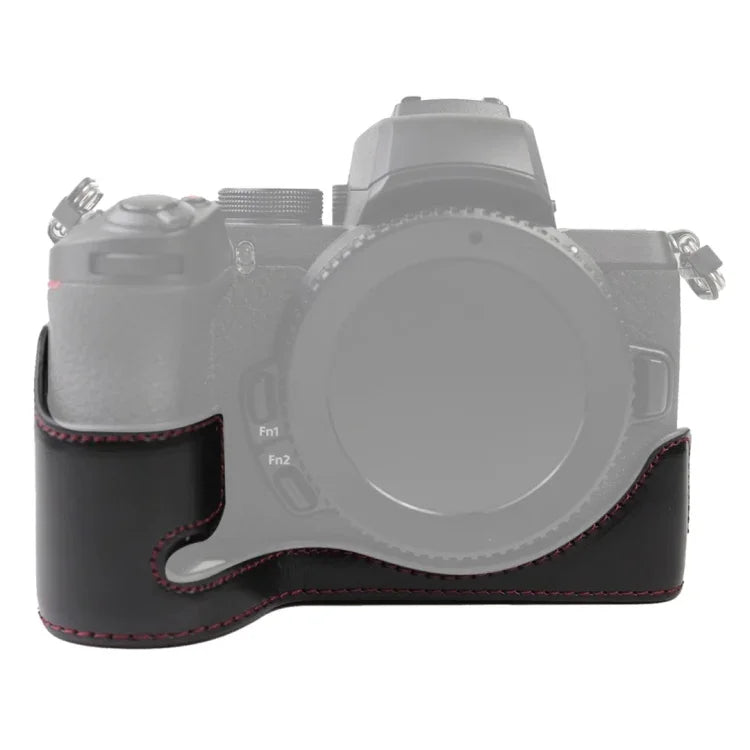 1/4インチネジ PUレザー カメラハーフケースベース Nikon Z50用、Nikon Z50用