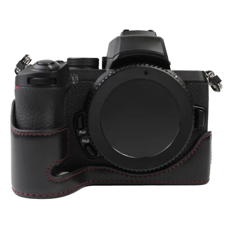 1/4インチネジ PUレザー カメラハーフケースベース Nikon Z50用、Nikon Z50用