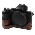 1/4インチネジ PUレザー カメラハーフケースベース Nikon Z50用、Nikon Z50用