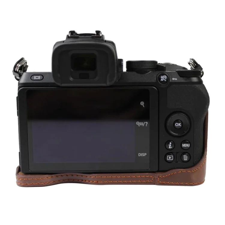 1/4インチネジ PUレザー カメラハーフケースベース Nikon Z50用、Nikon Z50用