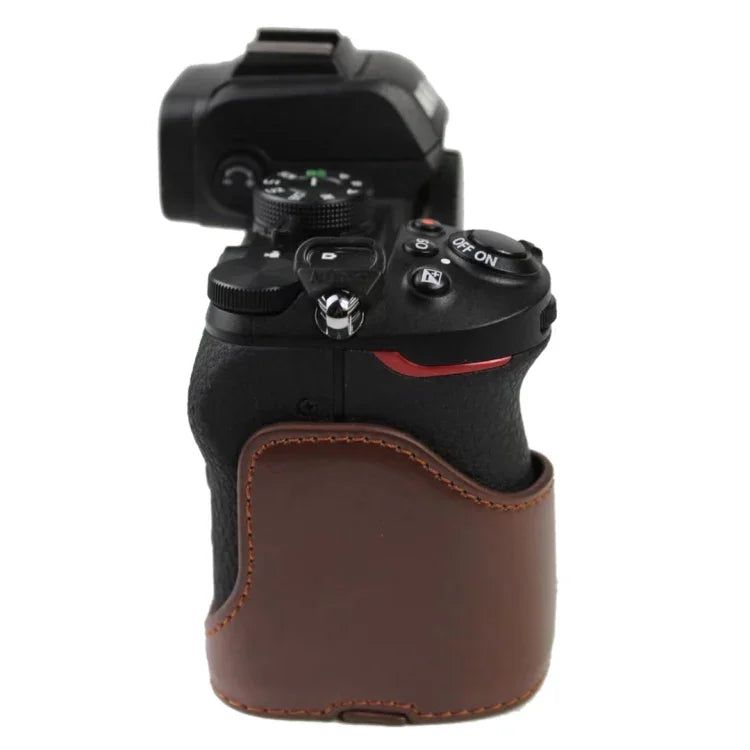 1/4インチネジ PUレザー カメラハーフケースベース Nikon Z50用、Nikon Z50用