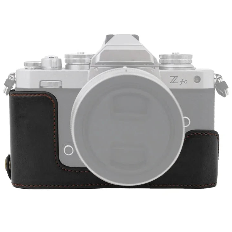 1/4インチネジ PUレザー カメラハーフケースベース Nikon Z fc用、Nikon Z fc用