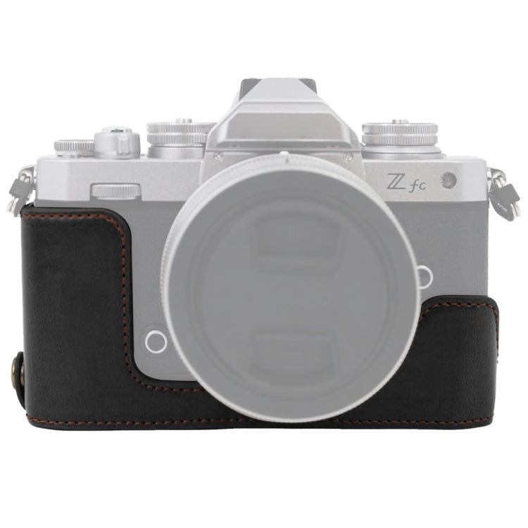 1/4インチネジ PUレザー カメラハーフケースベース Nikon Z fc用、Nikon Z fc用