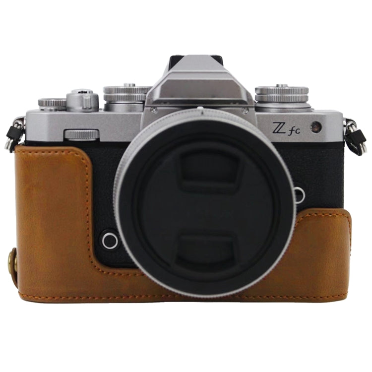 1/4インチネジ PUレザー カメラハーフケースベース Nikon Z fc用、Nikon Z fc用