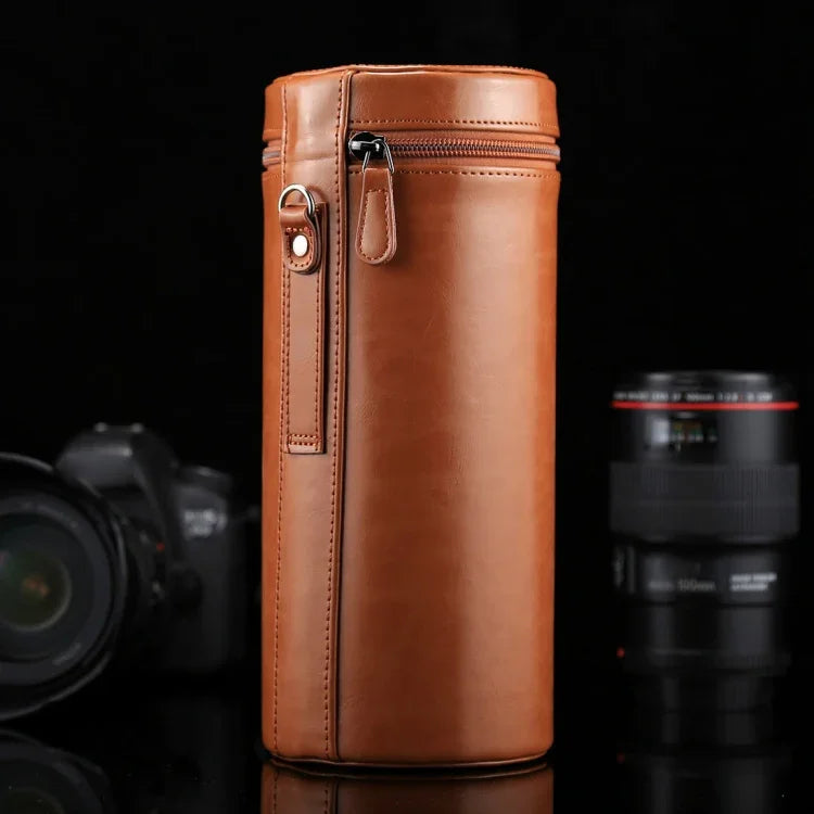 超大型レンズケース ジッパー付きPUレザーポーチ DSLRカメラレンズ用 サイズ：24.5*10.5*10.5cm 24.5 x 10.5cm（ブラウン） 24.5 x 10.5cm（コーヒー） 24.5 x 10.5cm（ブラック）