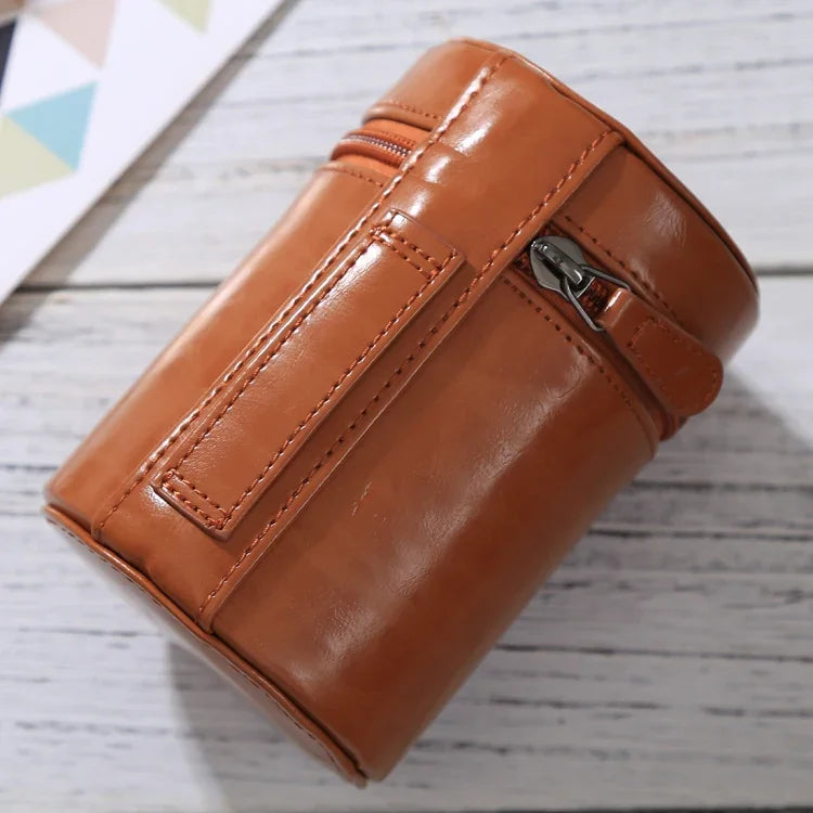 中型レンズケース ジッパー付きPUレザーポーチ DSLRカメラレンズ用 サイズ：13x9x9cm 13 x 9cm（ブラウン） 13 x 9cm（コーヒー） 13 x 9cm（ブラック）
