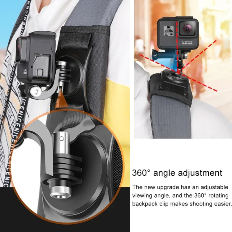 フック＆ループファスナーバックパック Recマウントクリップクランプマウント ネジ付き GoPro、Insta360、DJI 他アクションカメラ用