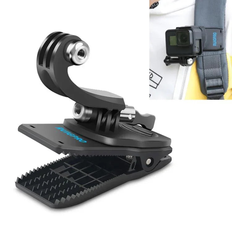 RUIGPRO 360度回転 J型バックパック Recマウントクリップクランプマウント GoPro HERO9 Black / HERO8 Black / HERO7 / 6 / 5、DJI Osmo Action、Xiaoyiおよびその他のアクションカメラ対応