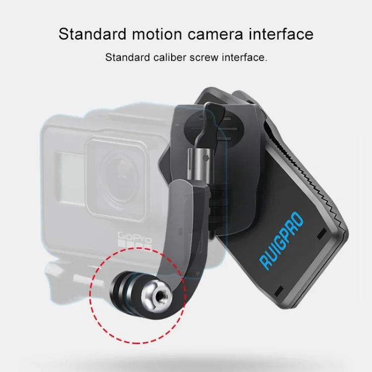 RUIGPRO 360度回転 J型バックパック Recマウントクリップクランプマウント GoPro HERO9 Black / HERO8 Black / HERO7 / 6 / 5、DJI Osmo Action、Xiaoyiおよびその他のアクションカメラ対応
