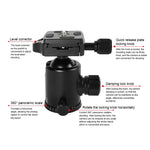 TRIOPO T226 調節可能ポータブルアルミ合金三脚 D-0ボールヘッド付き SLRカメラ用、T226