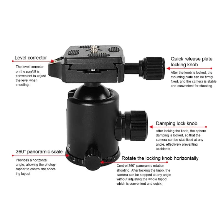 TRIOPO T226 調節可能ポータブルアルミ合金三脚 D-0ボールヘッド付き SLRカメラ用、T226