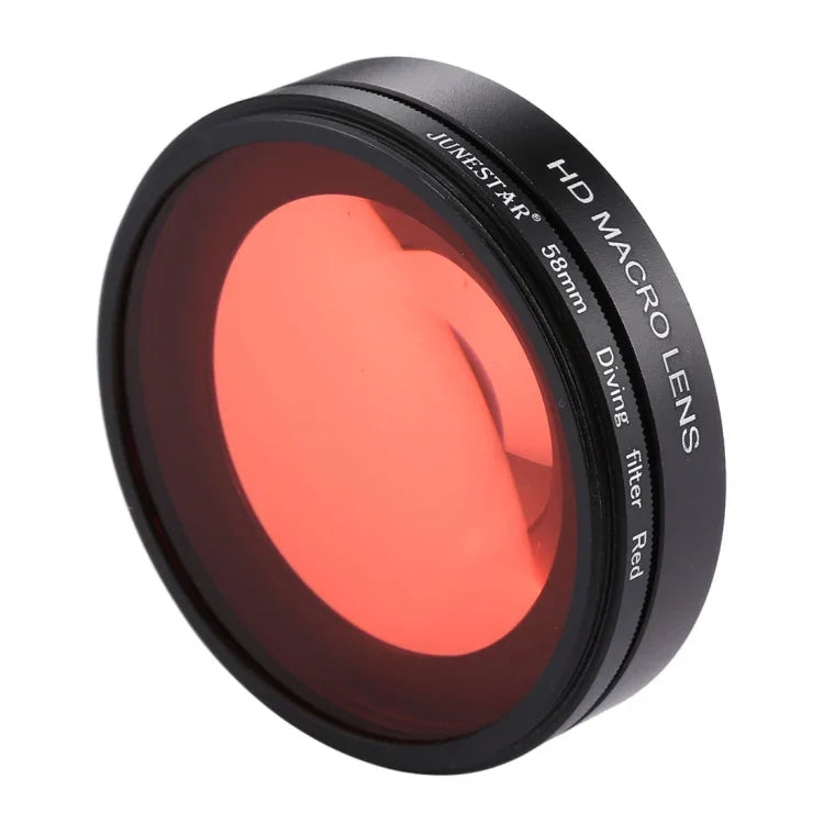 JSR 58mm 16倍マクロレンズ + 赤色ダイビングレンズフィルター レンズカバー付き + レンズフィルターリングアダプター + ストラップ + クリーニングクロス GoPro HERO6 / 5ダイブハウジング用 HERO6 / 5対応
