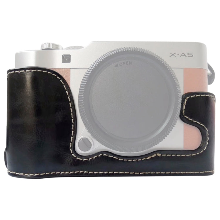 FUJIFILM X-A5 / X-A20用1/4インチネジPUレザー製カメラハーフケースベース、FUJIFILM XA5用