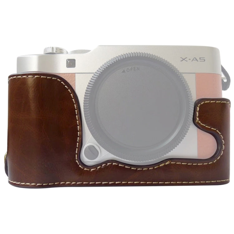 FUJIFILM X-A5 / X-A20用1/4インチネジPUレザー製カメラハーフケースベース、FUJIFILM XA5用