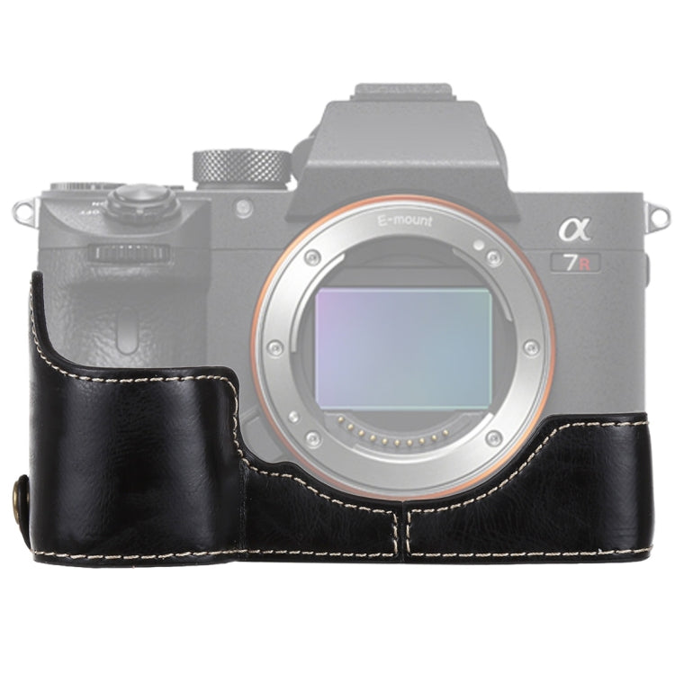 Sony ILCE-A9 / A9 / A7RIII用1/4インチネジPUレザー製カメラハーフケースベース、Sony A9用